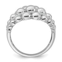 Sterling Silver Rhodium-plated Polished and Beaded Fancy CZ Ring