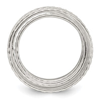 Sterling Silver Textured Wrapped SpRing Stacked Flexible Ring