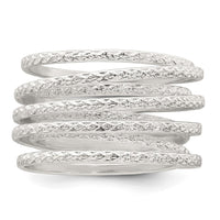 Sterling Silver Textured Wrapped SpRing Stacked Flexible Ring