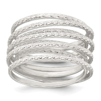 Sterling Silver Textured Wrapped SpRing Stacked Flexible Ring