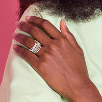 Sterling Silver Polished Multi Band Flexible Ring
