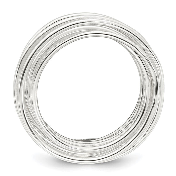 Sterling Silver Polished Multi Band Flexible Ring
