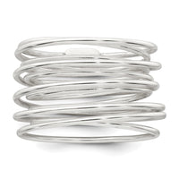 Sterling Silver Polished Multi Band Flexible Ring