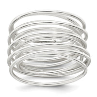 Sterling Silver Polished Multi Band Flexible Ring
