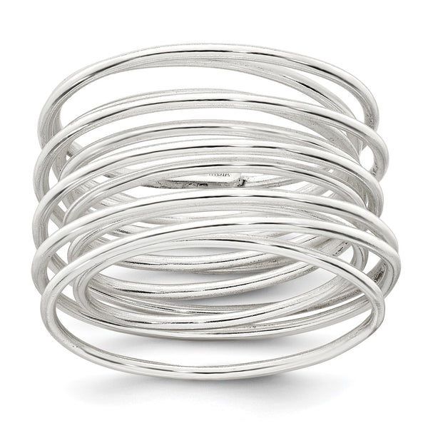 Sterling Silver Polished Multi Band Flexible Ring