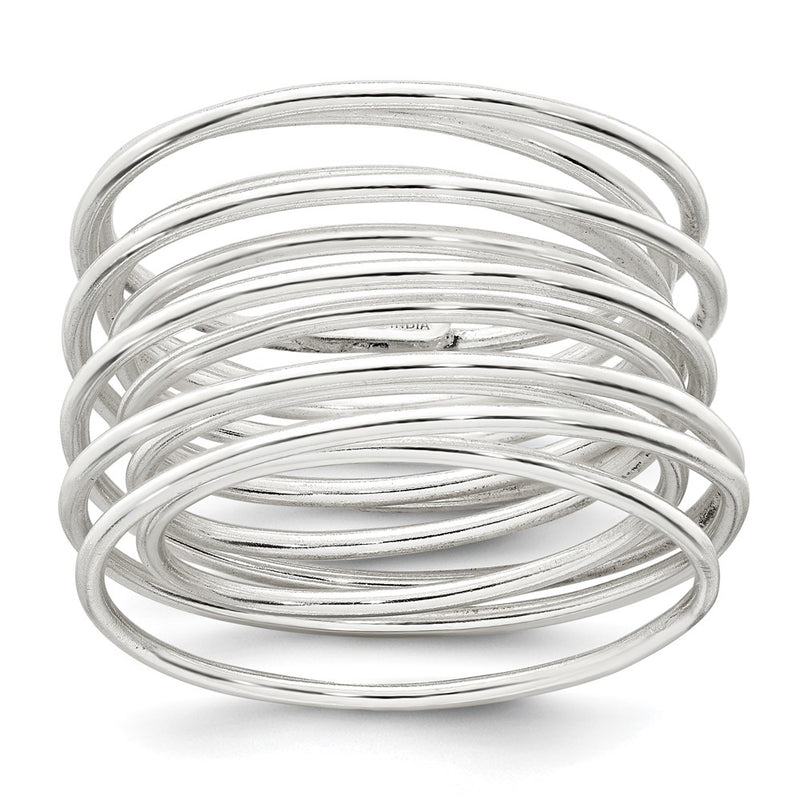 Sterling Silver Polished Multi Band Flexible Ring