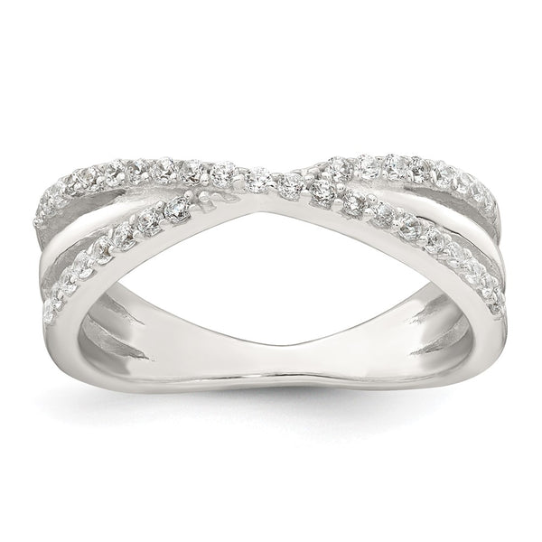 Sterling Silver Polished Fancy CZ Ring
