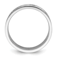 Sterling Silver Rhodium-plated CZ Polished And Textured Ring