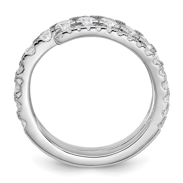 Sterling Silver Rhodium-plated Polished CZ Wrapped Band Ring