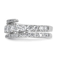 Sterling Silver Rhodium-plated Polished CZ Wrapped Band Ring