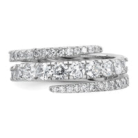 Sterling Silver Rhodium-plated Polished CZ Wrapped Band Ring