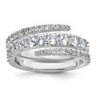 Sterling Silver Rhodium-plated Polished CZ Wrapped Band Ring
