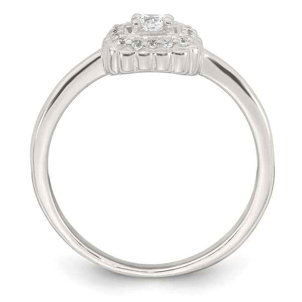 Sterling Silver Polished Halo CZ Ring