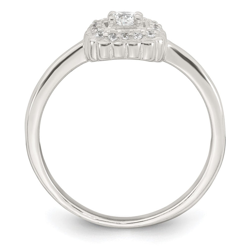 Sterling Silver Polished Halo CZ Ring