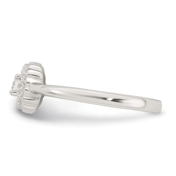 Sterling Silver Polished Halo CZ Ring