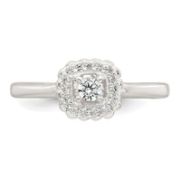Sterling Silver Polished Halo CZ Ring