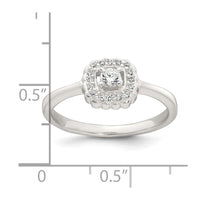 Sterling Silver Polished Halo CZ Ring