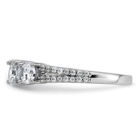 Sterling Silver Rhodium-plated Polished CZ Three Stone Ring