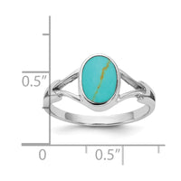 Sterling Silver Rhodium-plated Polished Reconstituted Turquoise Ring