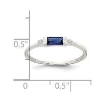 Sterling Silver Polished Blue and White Rectangular CZ Ring