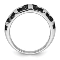Sterling Silver Rhodium-plated Enameled Polished Multi Cross Men's Ring