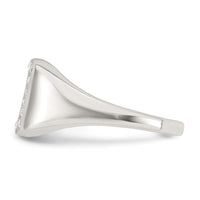 Sterling Silver Polished CZ Square Border Men's Signet Ring