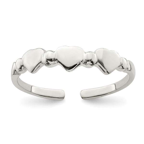 Sterling Silver Hearts Toe Ring