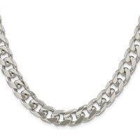 Sterling Silver Rhodium-plated 10.5mm Domed w/ Side D/C Curb Chain