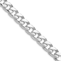 Sterling Silver Rhodium-plated 11mm Domed w/ Side D/C Curb Chain