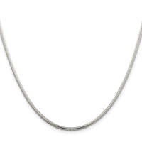 Sterling Silver Rhodium-plated 2mm Snake Chain