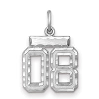 Sterling Silver Rhodium-plated Small Diamond-cut #08 Charm