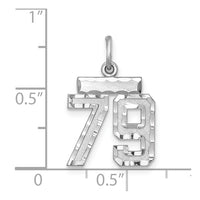 Sterling Silver Rhodium-plated Diamond-cut #79 Charm