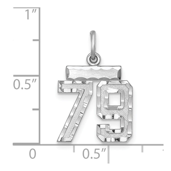 Sterling Silver Rhodium-plated Diamond-cut #79 Charm