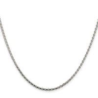 Sterling Silver Rhodium-plated 2.15mm Diamond-cut Round Spiga Chain