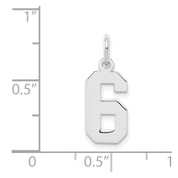 Sterling Silver/Rhodium-plated Polished Number 6 Charm