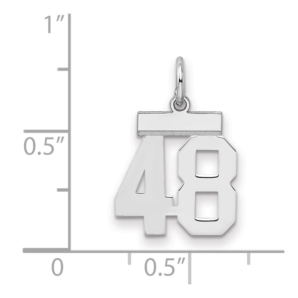 Sterling Silver/Rhodium-plated Polished Number 48 Charm
