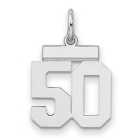 Sterling Silver/Rhodium-plated Polished Number 50 Charm