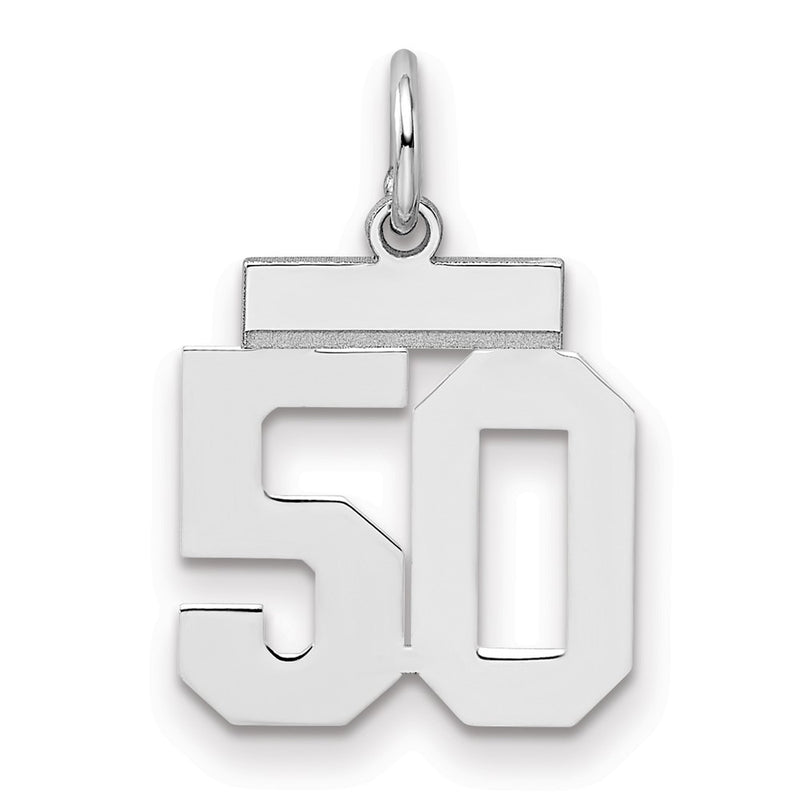 Sterling Silver/Rhodium-plated Polished Number 50 Charm