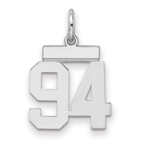 Sterling Silver/Rhodium-plated Polished Number 94 Charm