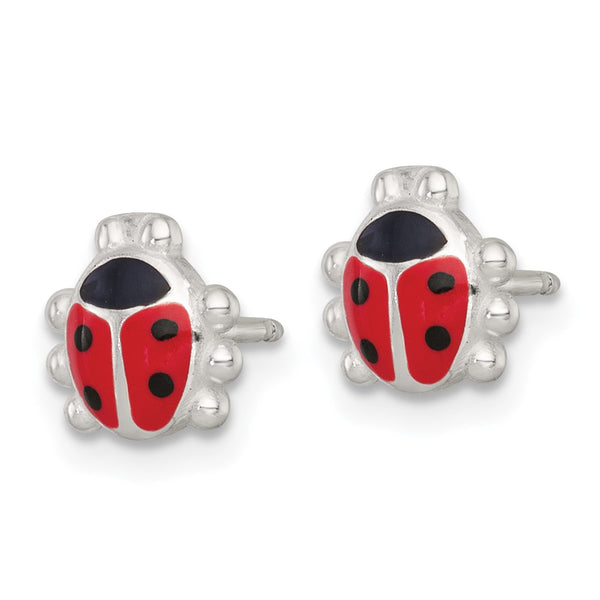Sterling Silver Enameled Lady Bug Children's Earrings and Necklace Set