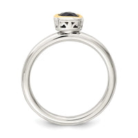 Sterling Silver Rhodium-plated w/ 14K Accent Created Sapphire Ring