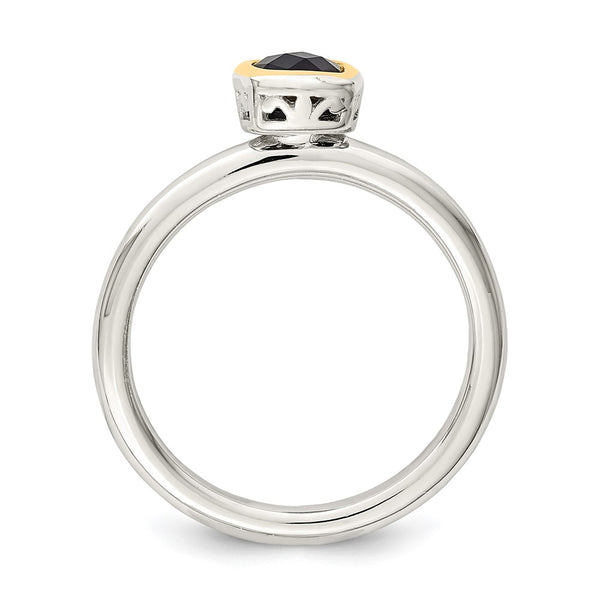 Sterling Silver Rhodium-plated w/ 14K Accent Created Sapphire Ring