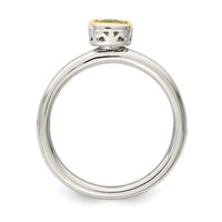 Sterling Silver Rhodium-plated w/ 14K Accent Peridot Ring