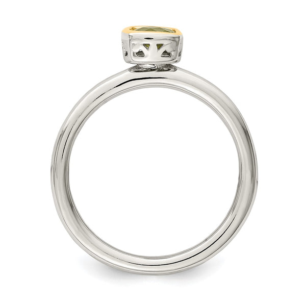 Sterling Silver Rhodium-plated w/ 14K Accent Peridot Ring