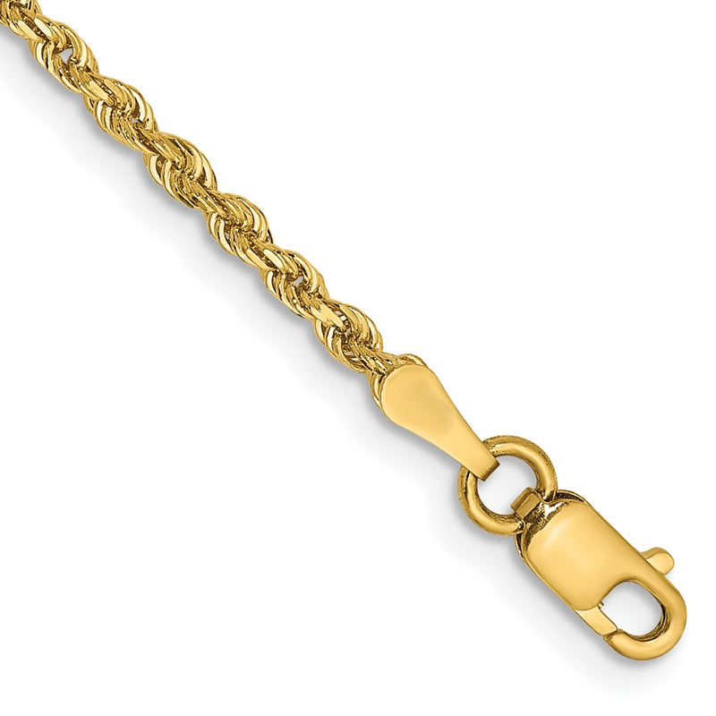 14k 2.00mm Diamond-cut Quadruple Rope Chain Anklet