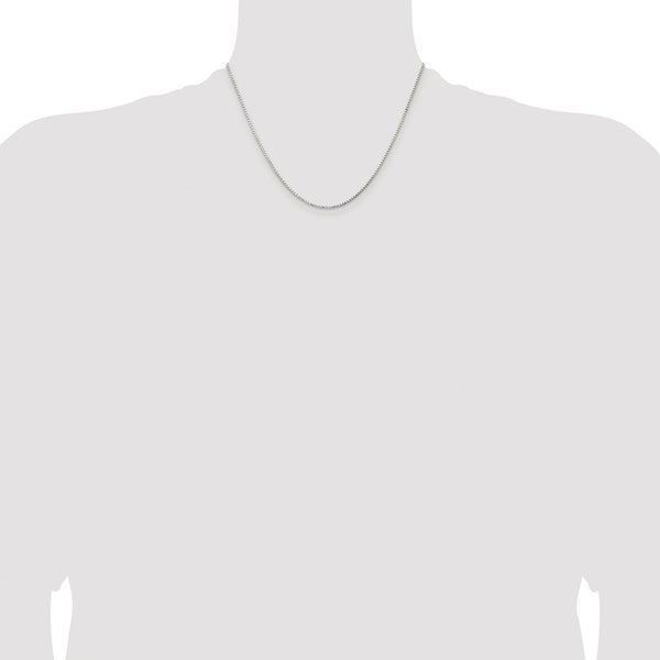 Sterling Silver Rhodium-plated 1.3mm Diamond-cut Round Box Chain