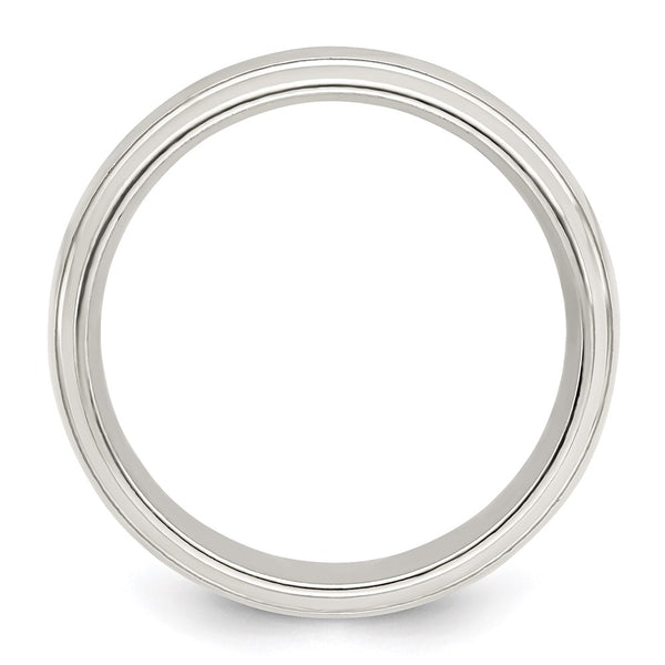 Sterling Silver 6mm Polished Grooved Band Size 11.5