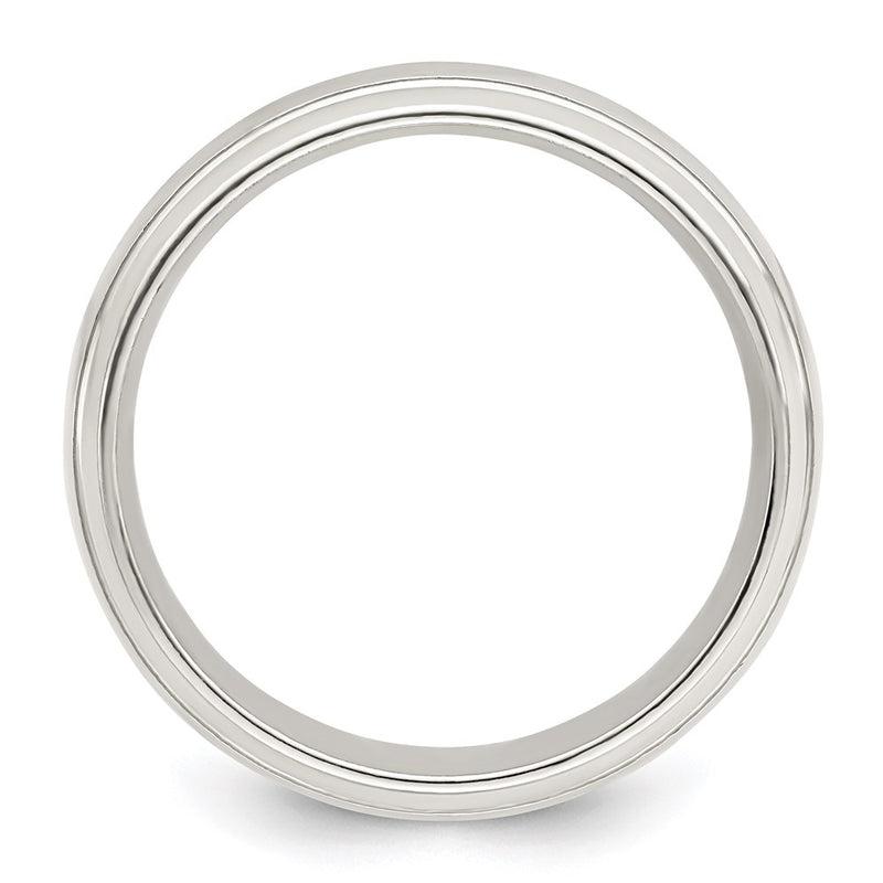 Sterling Silver 6mm Polished Grooved Band Size 11.5