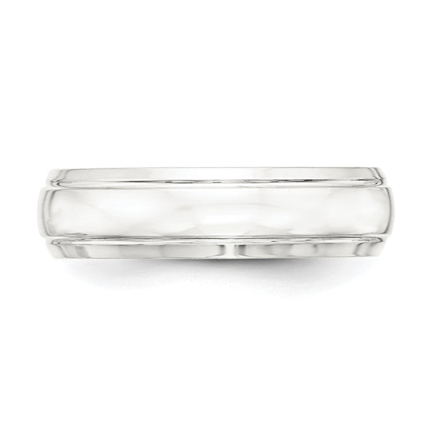 Sterling Silver 6mm Polished Grooved Band Size 11.5