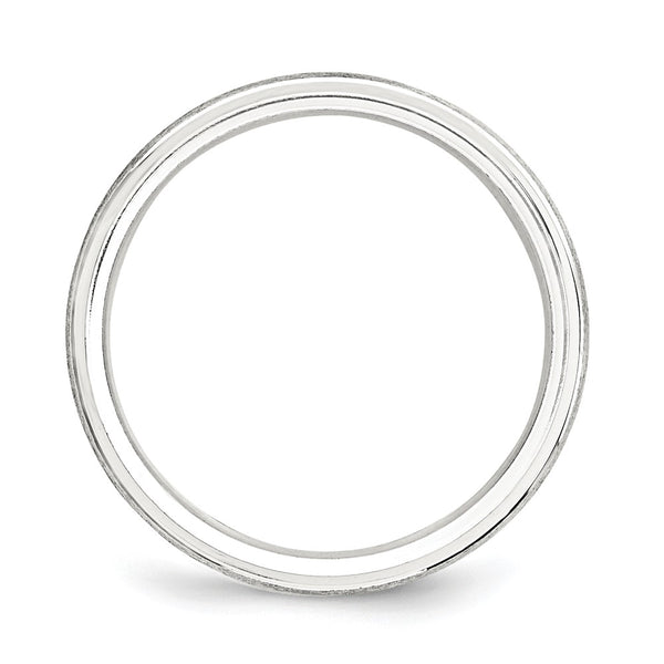 Sterling Silver 6mm Brushed Grooved Band Size 9.5